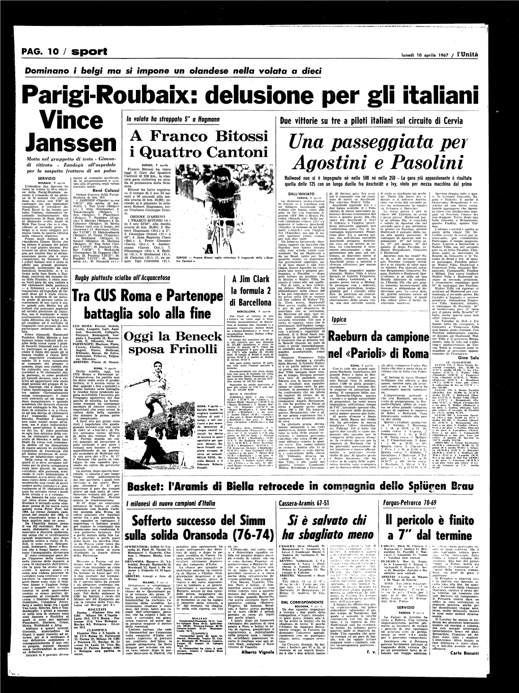 PAG. 10 / Sport Luned) 10 Aprile 1967 / F Unit A