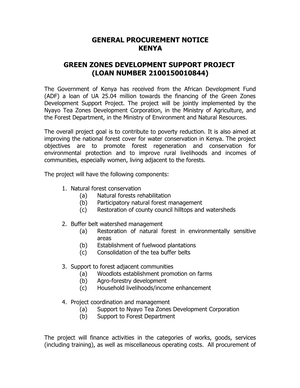 General Procurement Notice s1