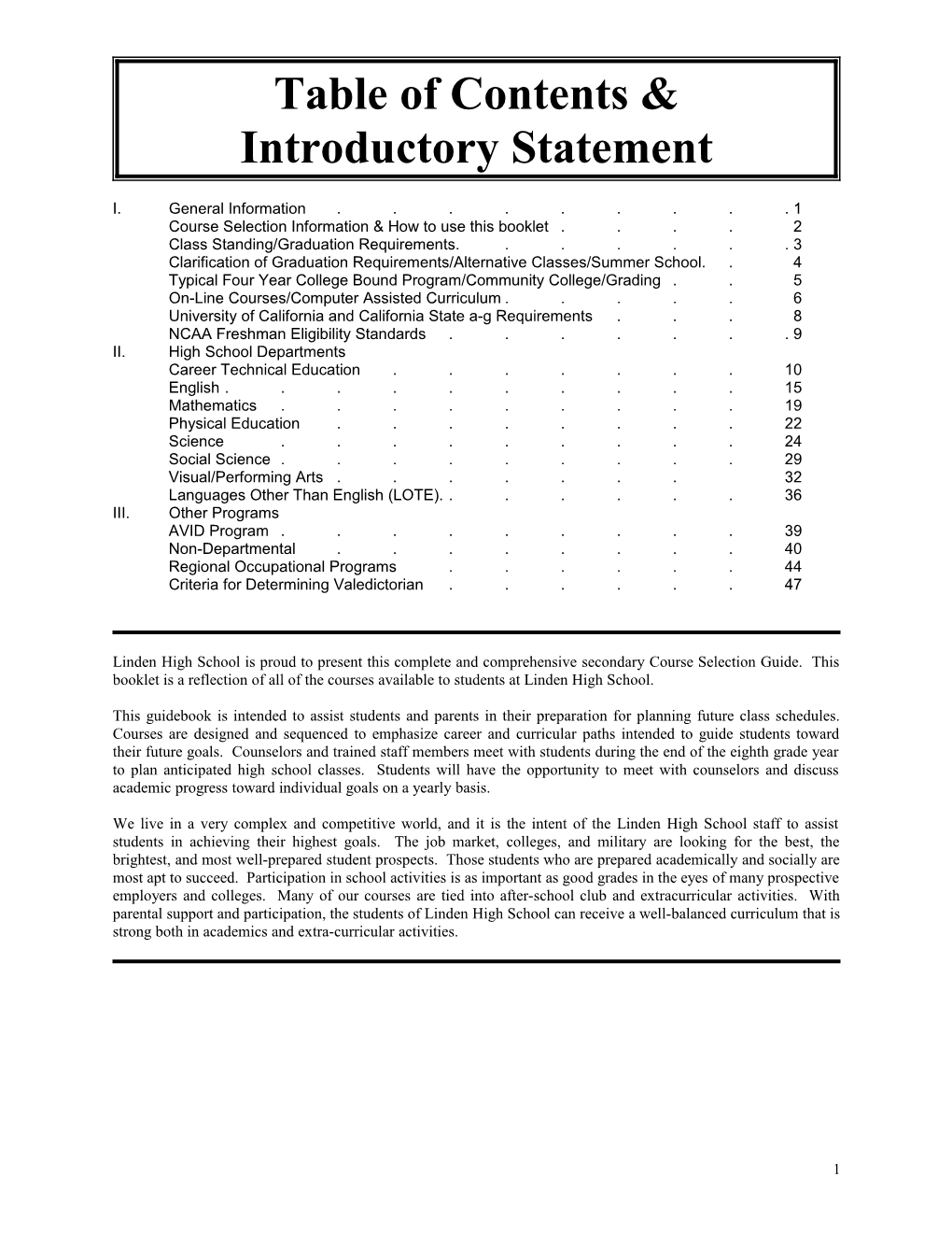 Table of Contents & s104