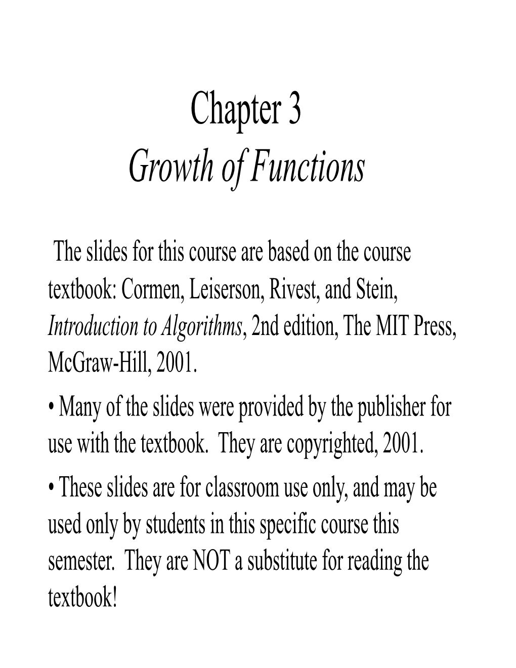 Chapter 3 Growth of Functions