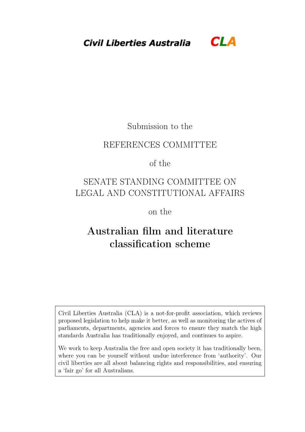 Australian Film and Literature Classification Scheme