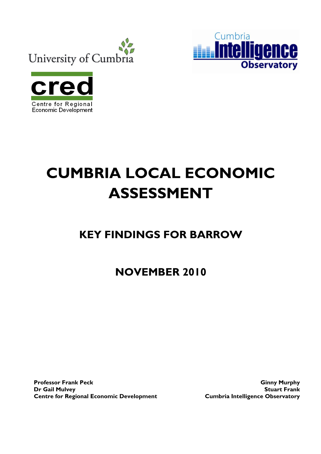 Barrow Key Findings Report. Nov 2010