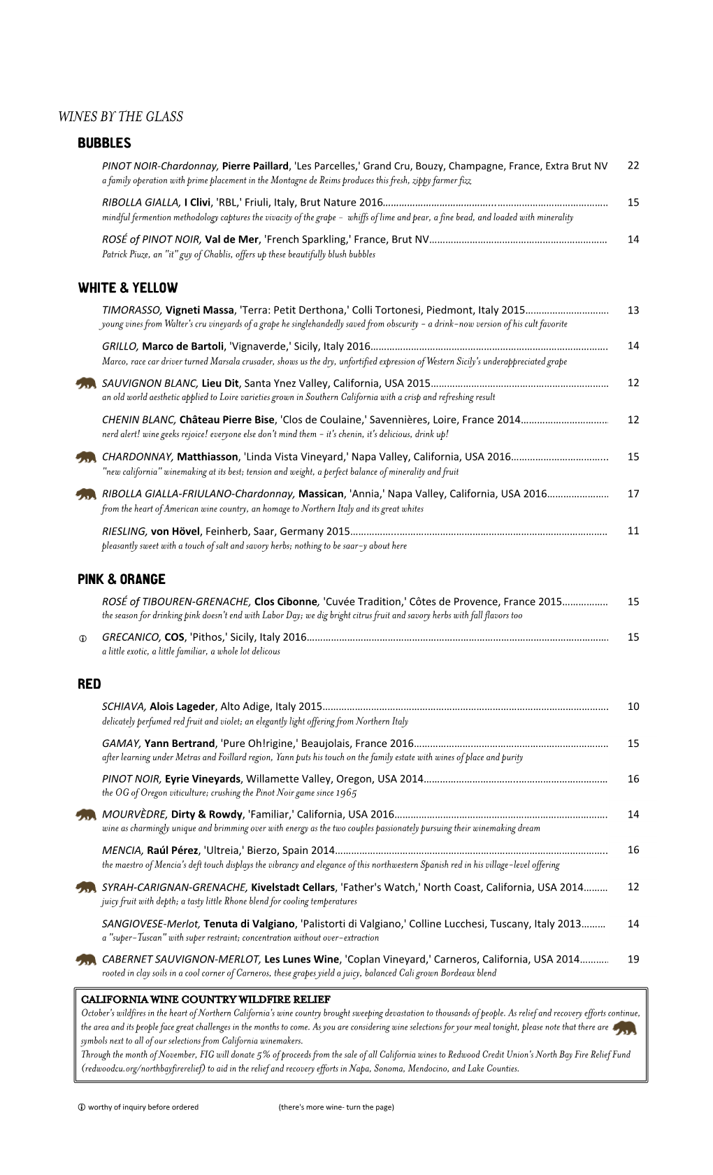 Wines by the Glass