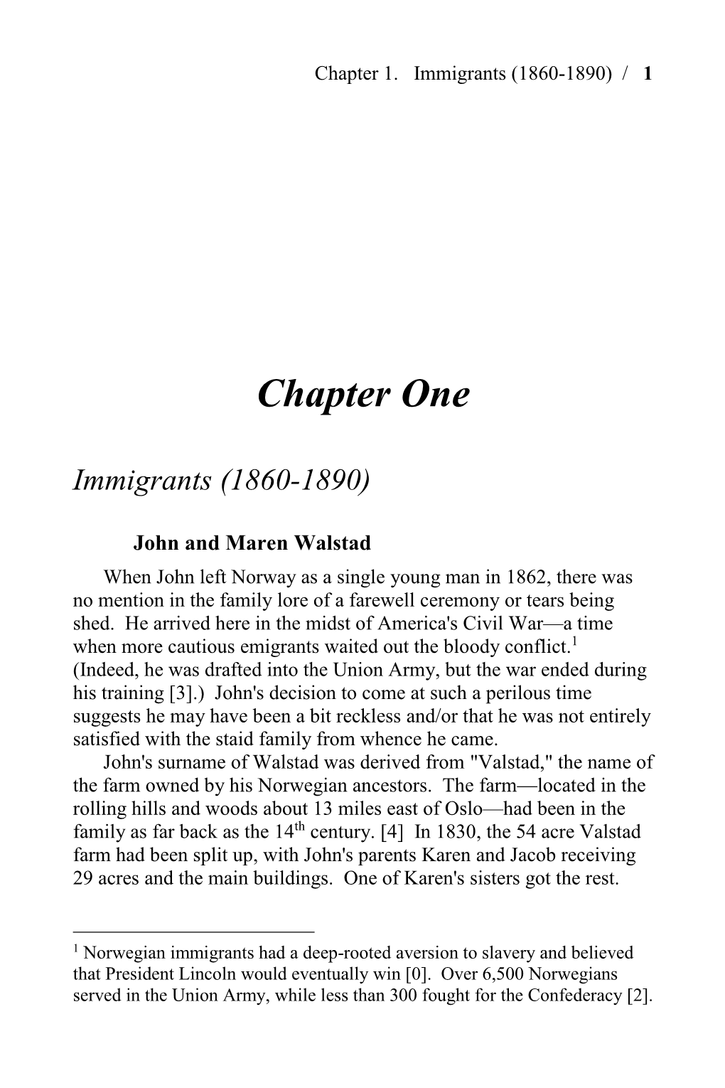 Chapter One Immigrants