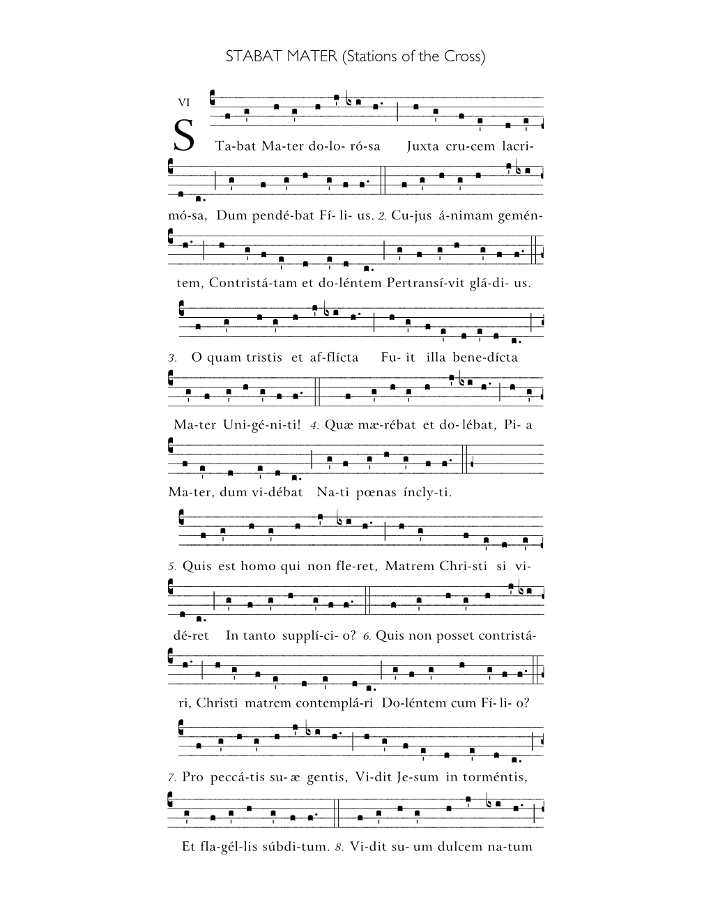 STABAT MATER, Simple Tone for the Stations of the Cross