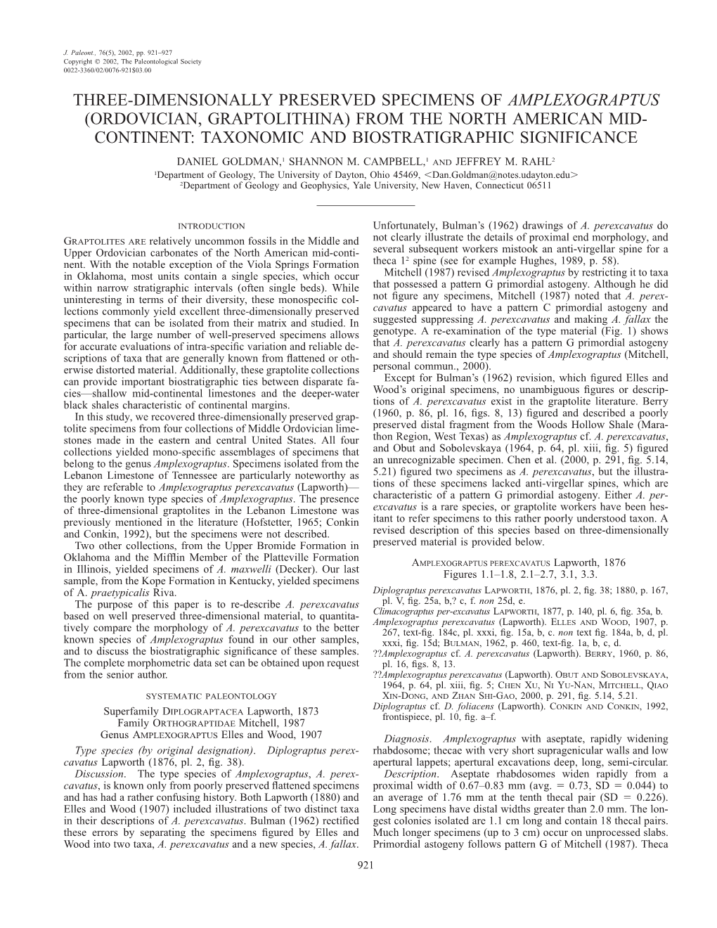 Three-Dimensionally Preserved Specimens Of