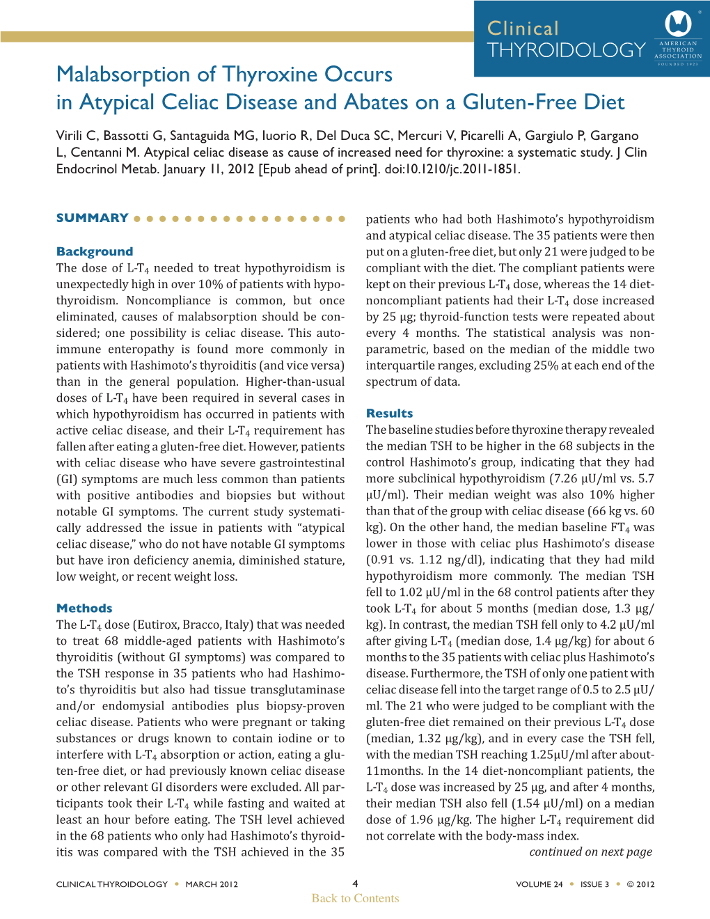 Malabsorption of Thyroxine Occurs in Atypical Celiac Disease and Abates on a Gluten-Free Diet