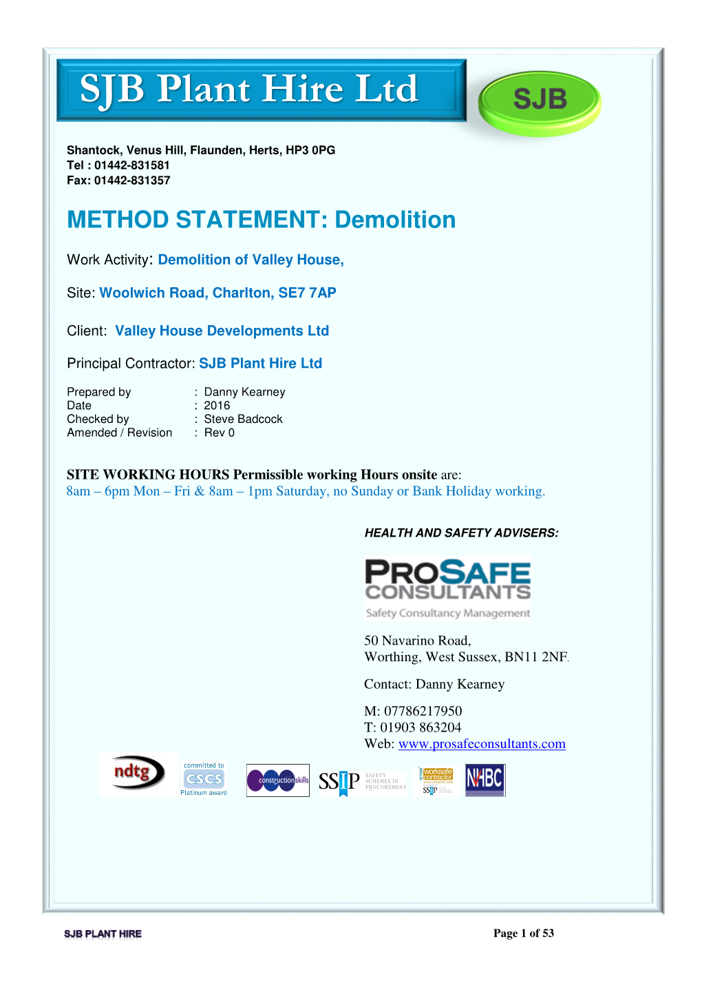 METHOD STATEMENT: Demolition