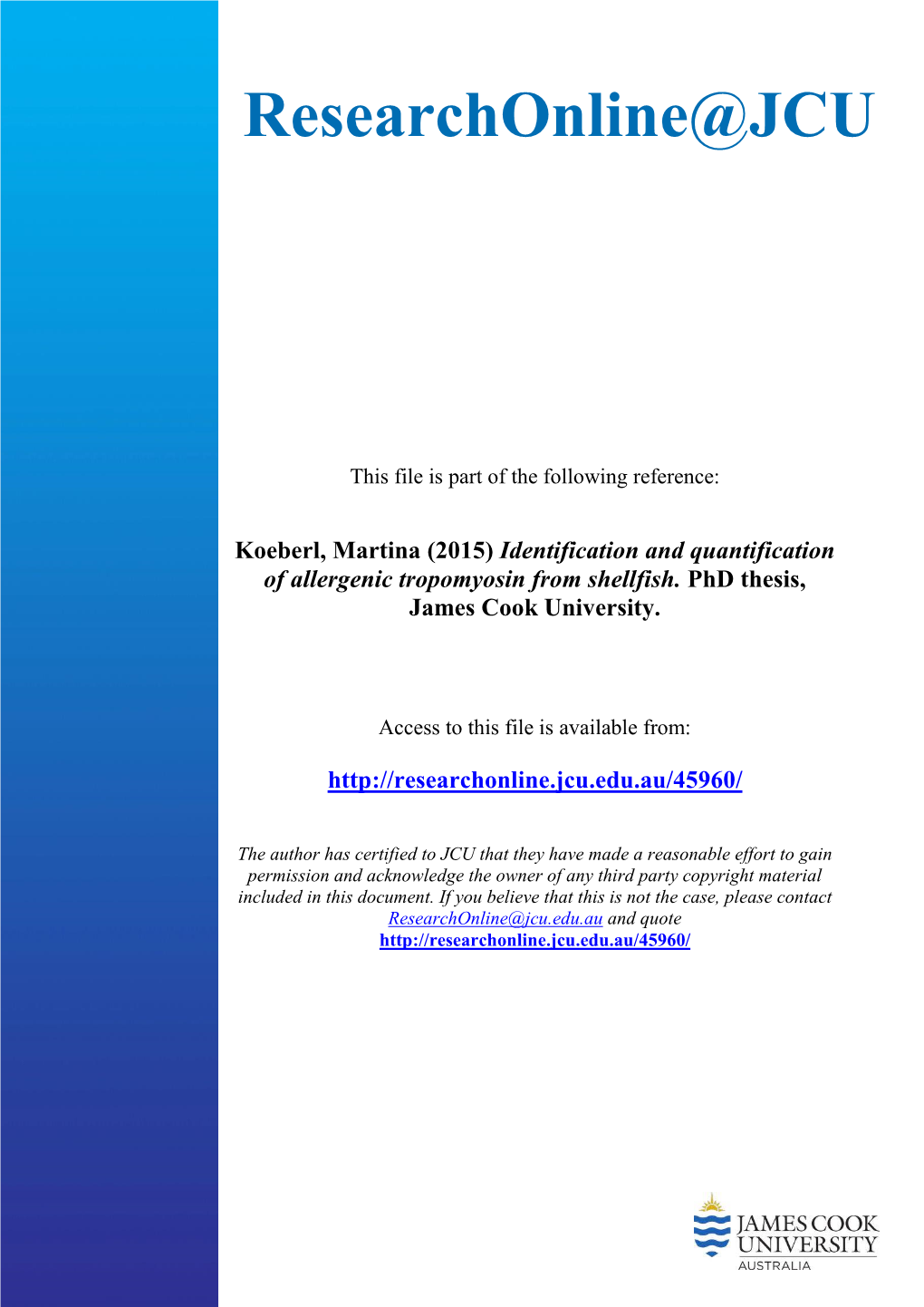 Identification and Quantification of Allergenic Tropomyosin from Shellfish