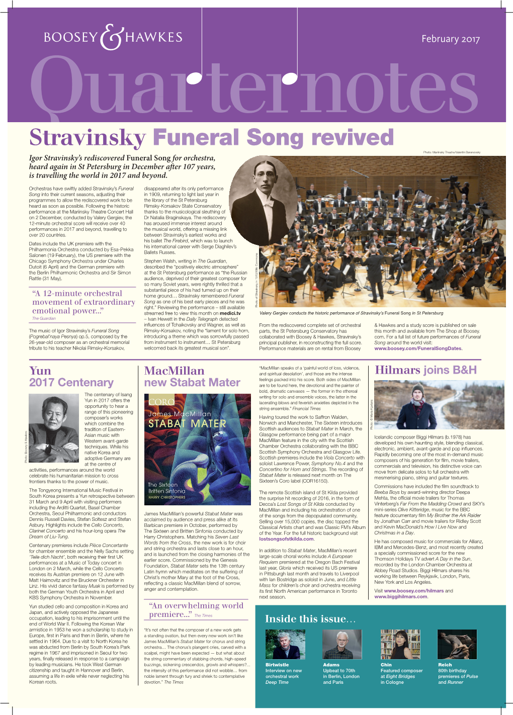 Stravinsky Funeral Song Revived