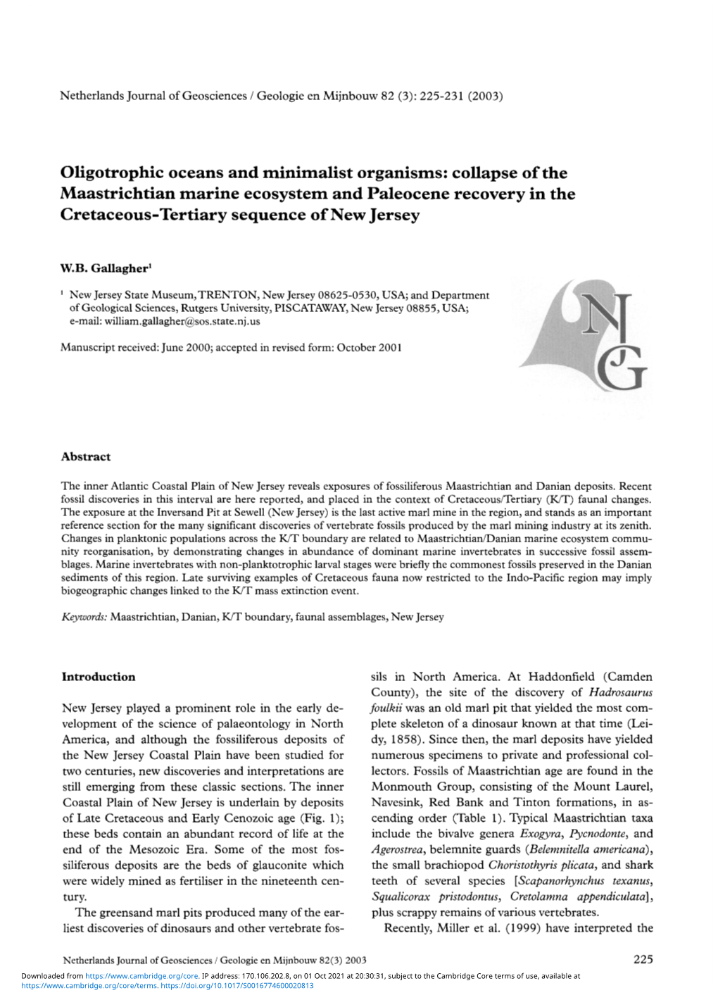 Oligotrophic Oceans and Minimalist Organisms: Collapse of the Maastrichtian Marine Ecosystem and Paleocene Recovery in the Cretaceous-Tertiary Sequence of New Jersey