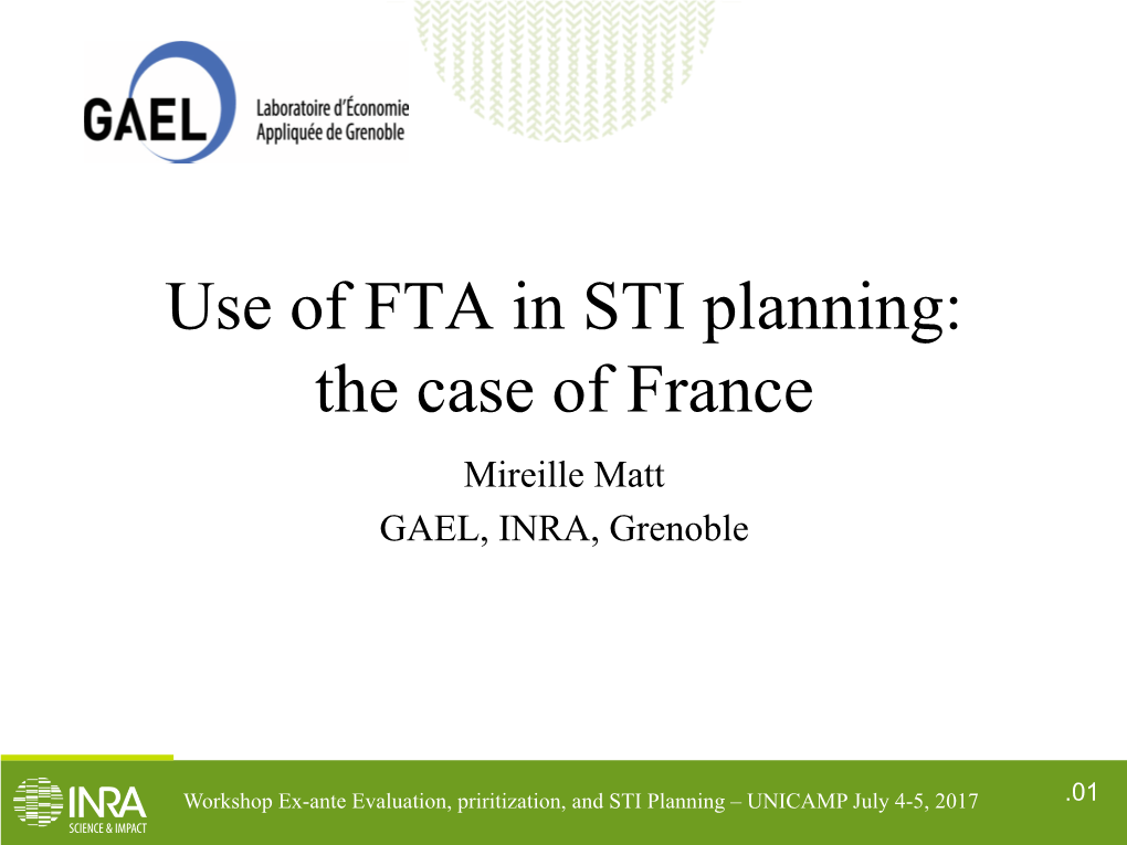 MATT Use of FTA in French STI Planning V2PL