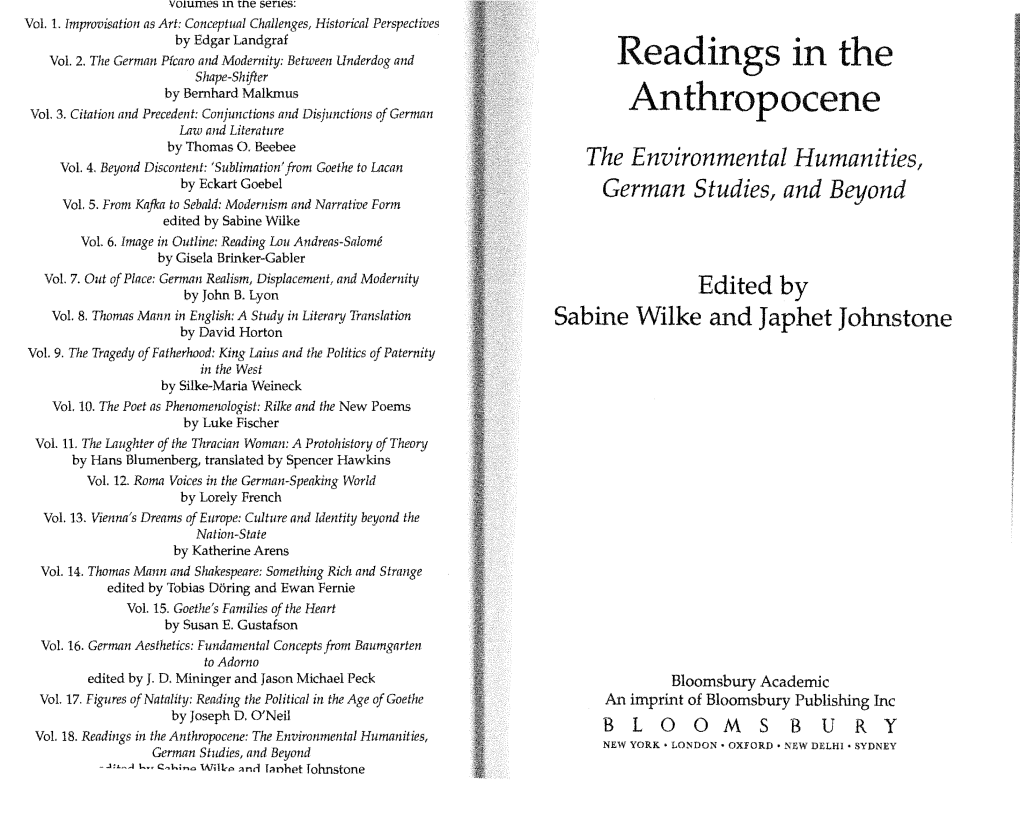 Readings in the Anthropocene