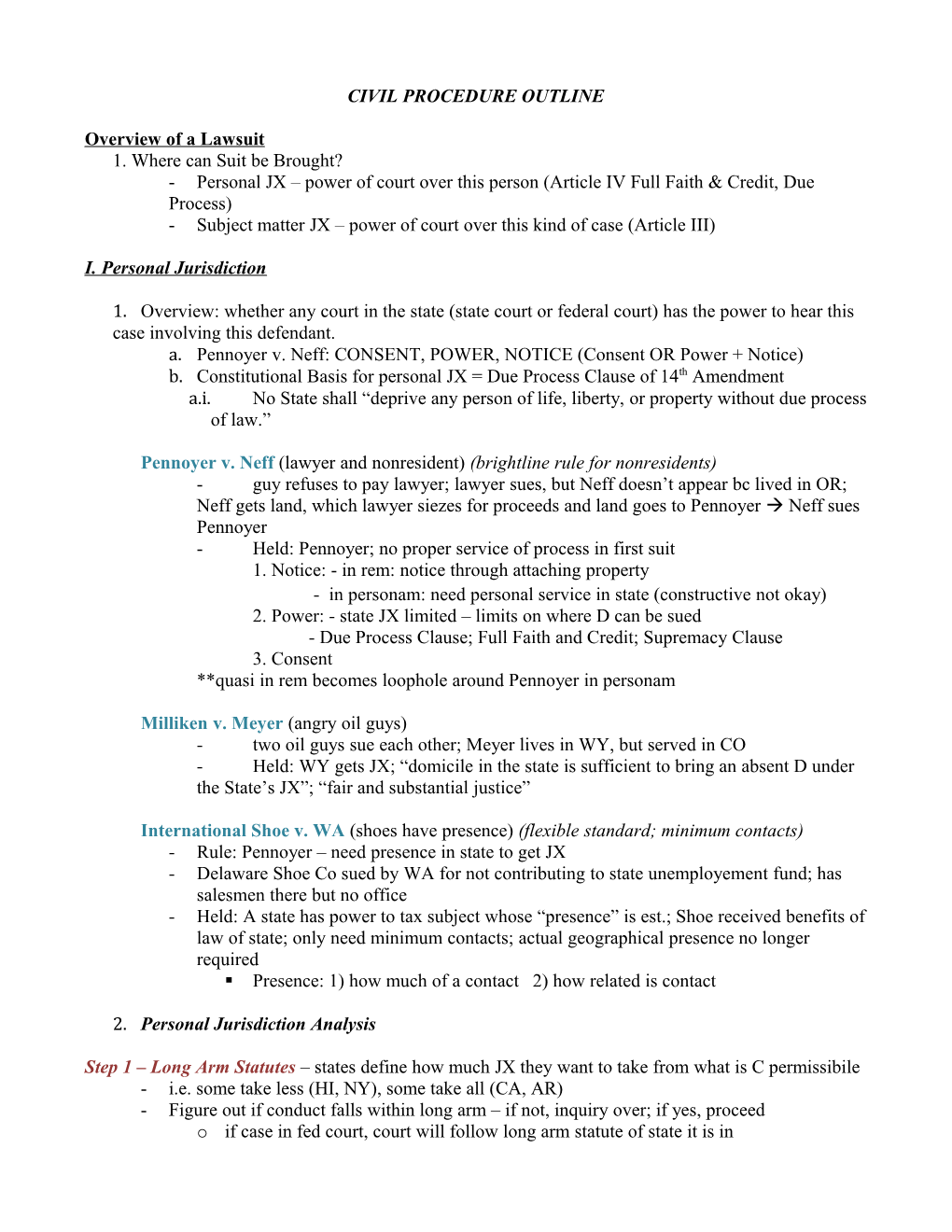 Civil Procedure Outline s1