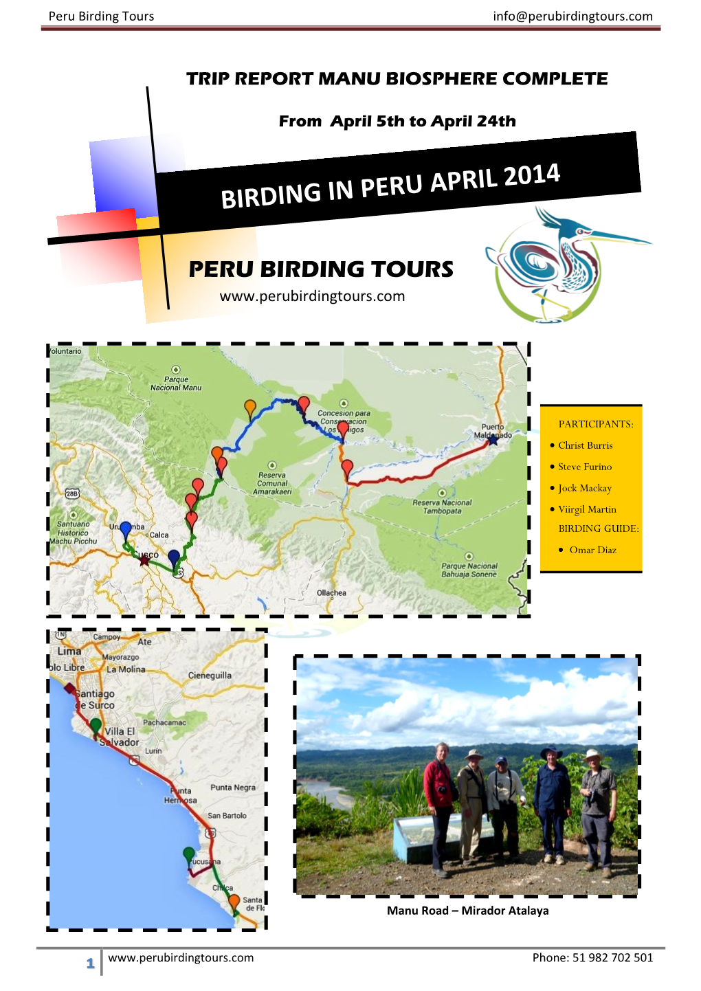 Peru Birding Tours Info@Perubirdingtours.Com