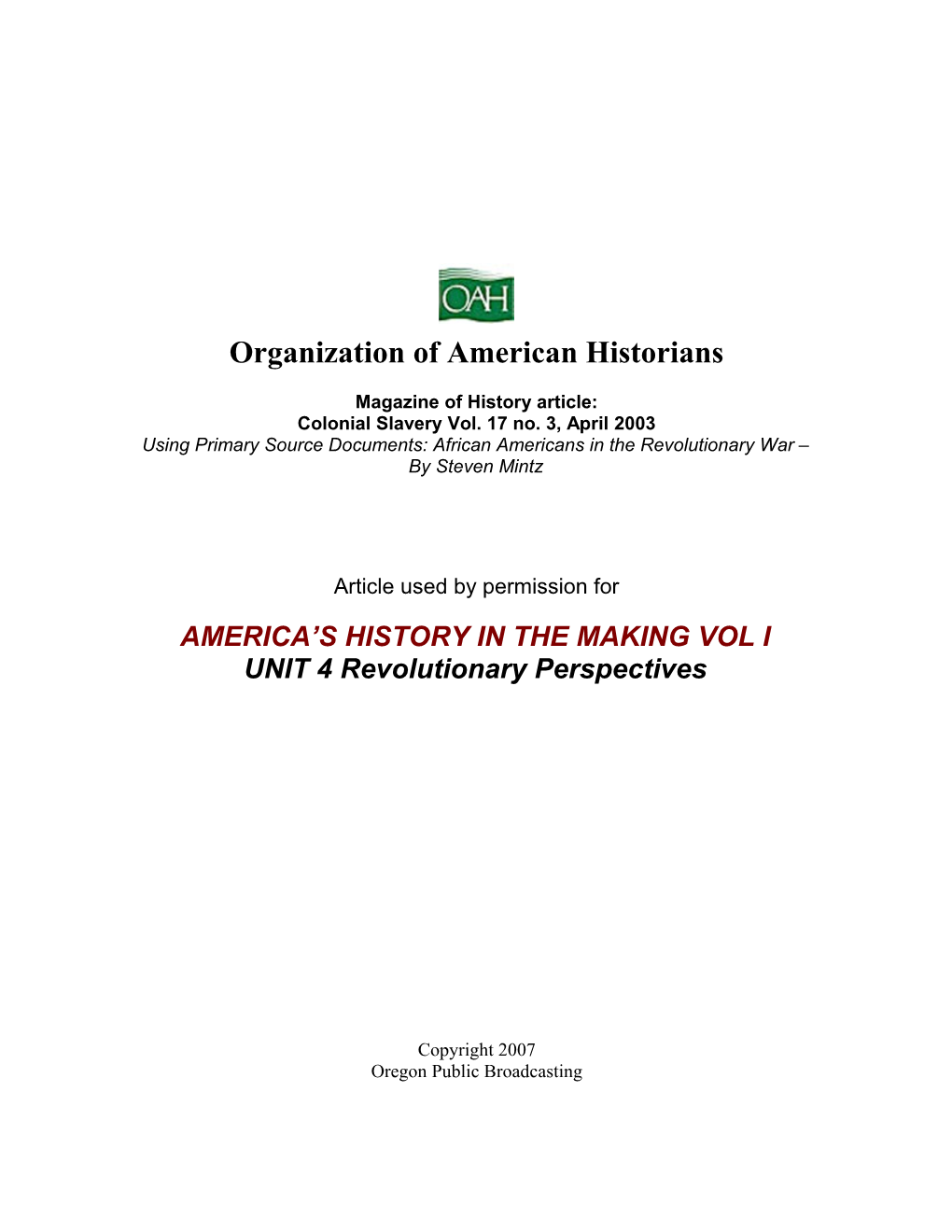 Organization of American Historians