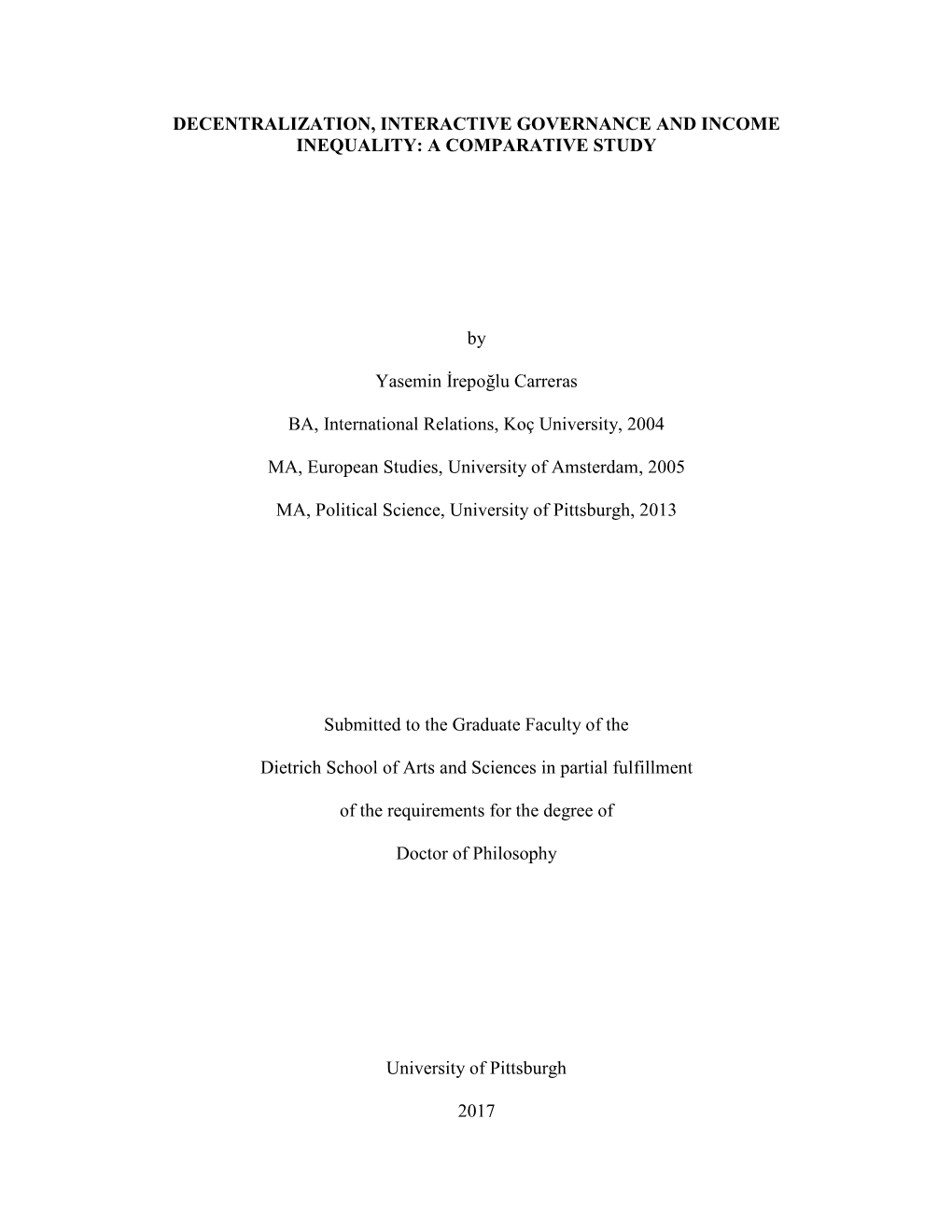 Decentralization, Interactive Governance and Income Inequality: a Comparative Study