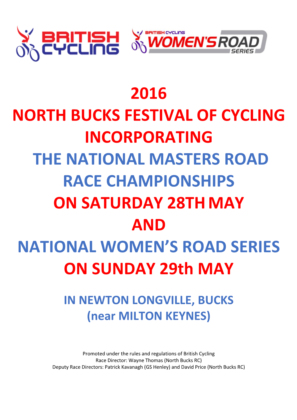 2016 North Bucks Festival of Cycling Incorporating The