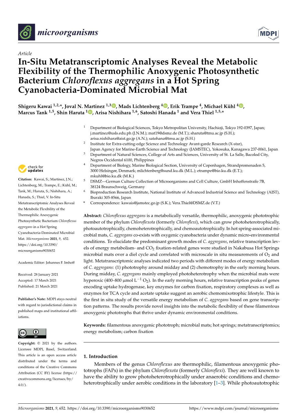 In-Situ Metatranscriptomic Analyses Reveal the Metabolic Flexibility Of