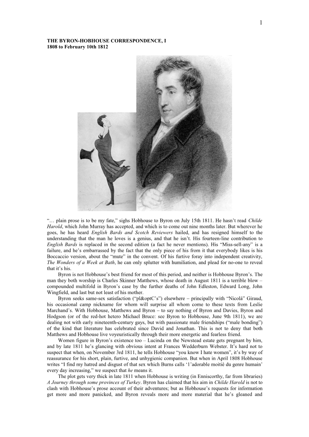 Byron's Letters to Hobhouse