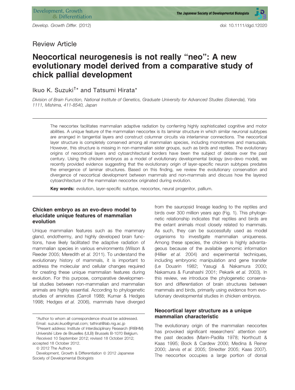 Neocortical Neurogenesis Is Not Really Neo: a New Evolutionary Model