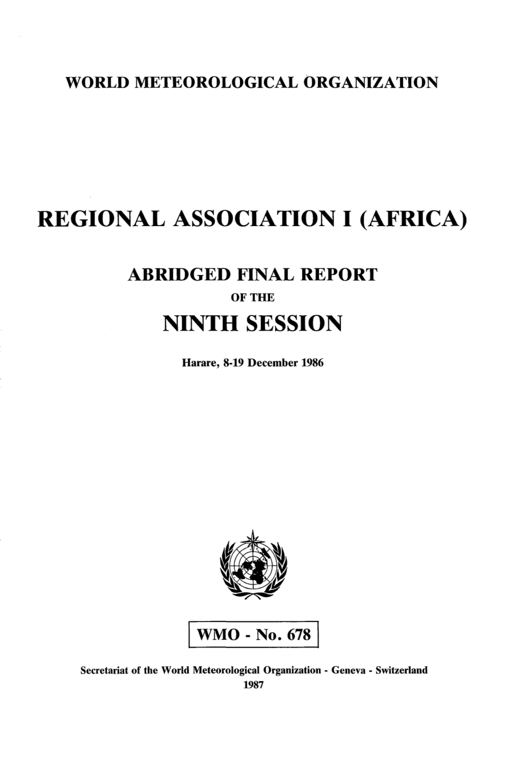 Regional Association I (Africa) Ninth Session
