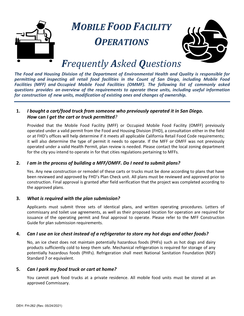 Mobile Food Facility Operations