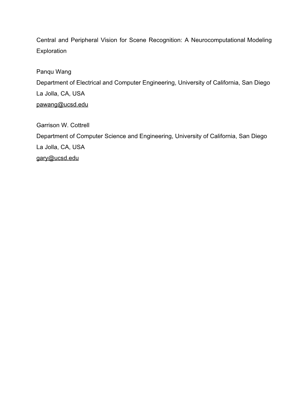 Central and Peripheral Vision for Scene Recognition: a Neurocomputational Modeling Exploration