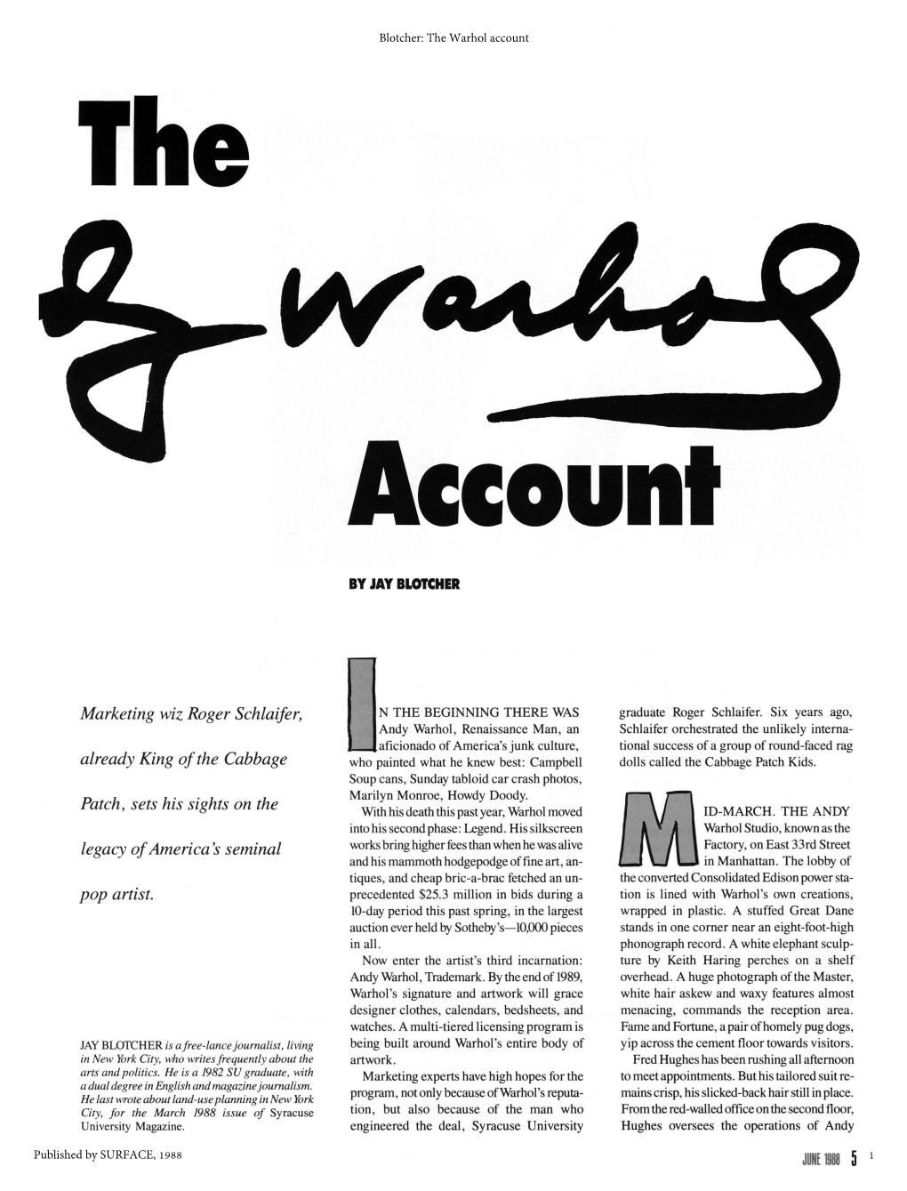 The Warhol Account The