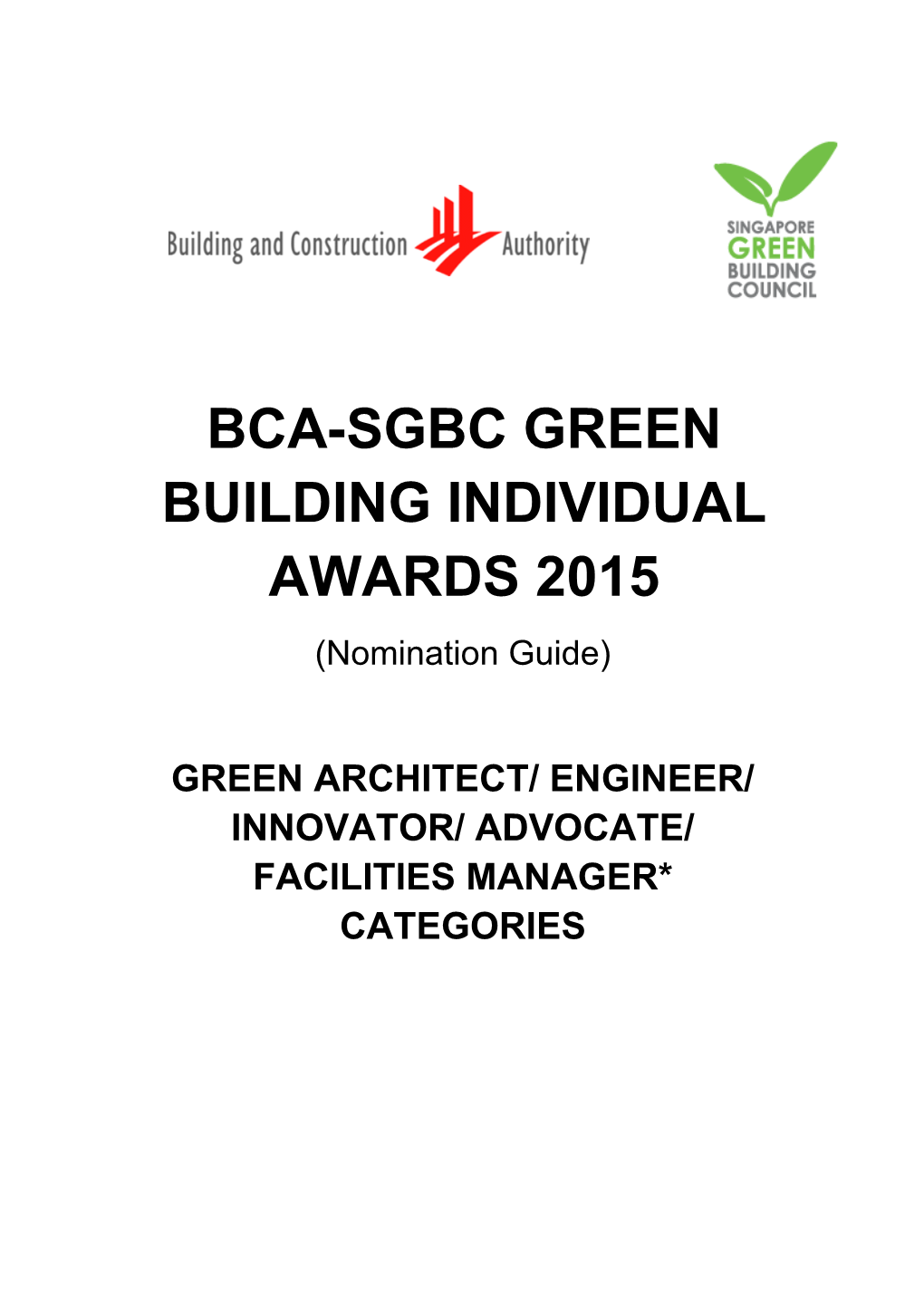 BCA-SGBC Green Building Individual Awards 2015
