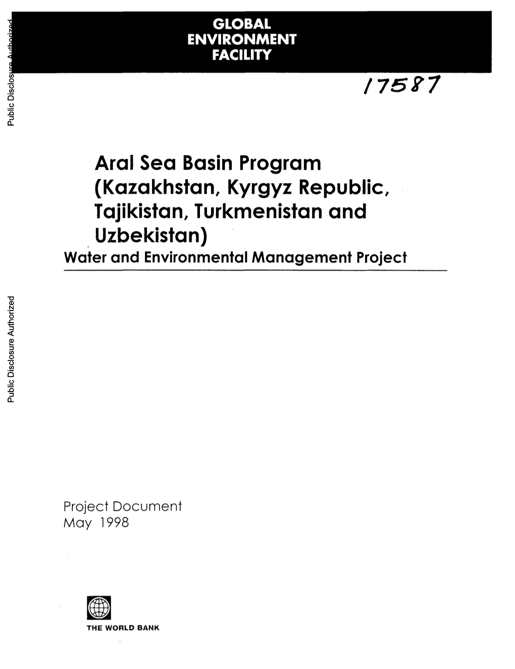 ARAL SEA BASIN PROGRAM (Kazakhstan, Kyrgyz Republic, Tajikistan, Turkimenistanand Uzbekistan)