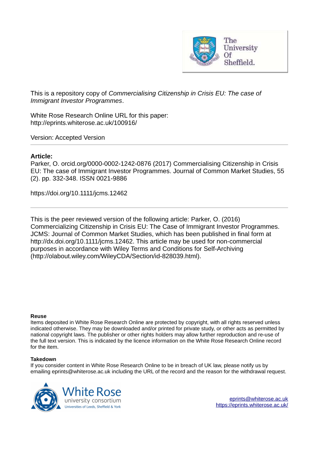 Commercialising Citizenship in Crisis EU: the Case of Immigrant Investor Programmes