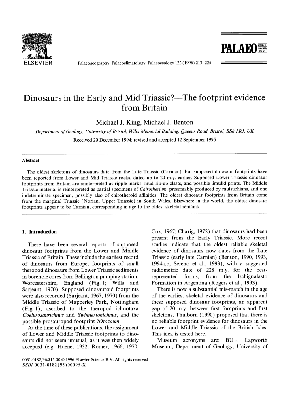 Dinosaurs in the Early and Mid Triassic? from Britain the Footprint