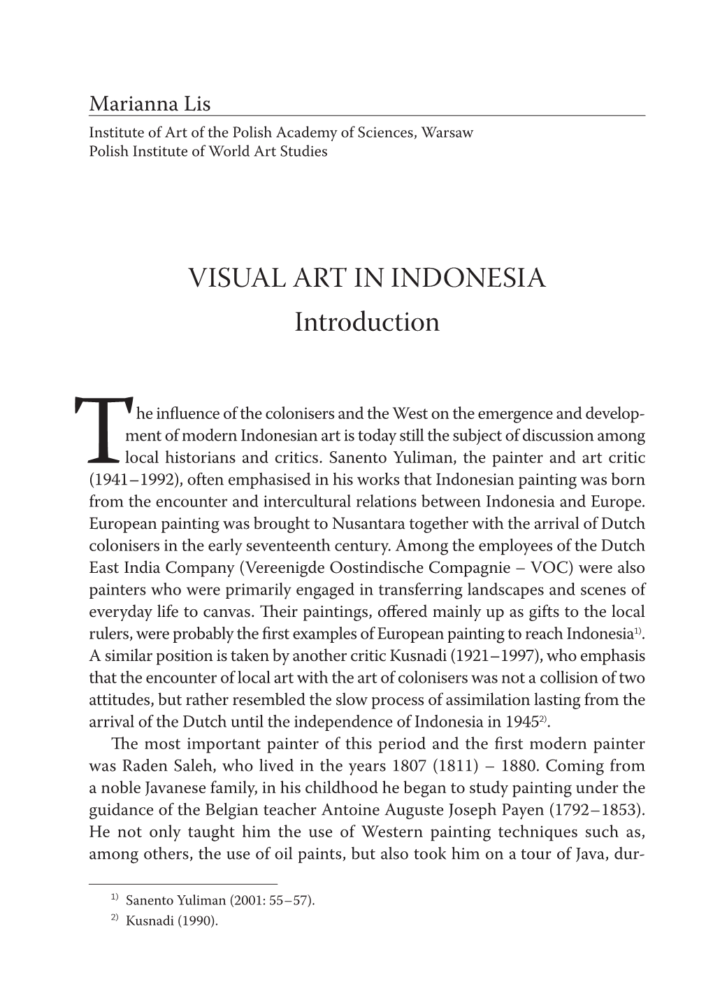 VISUAL ART in INDONESIA Introduction