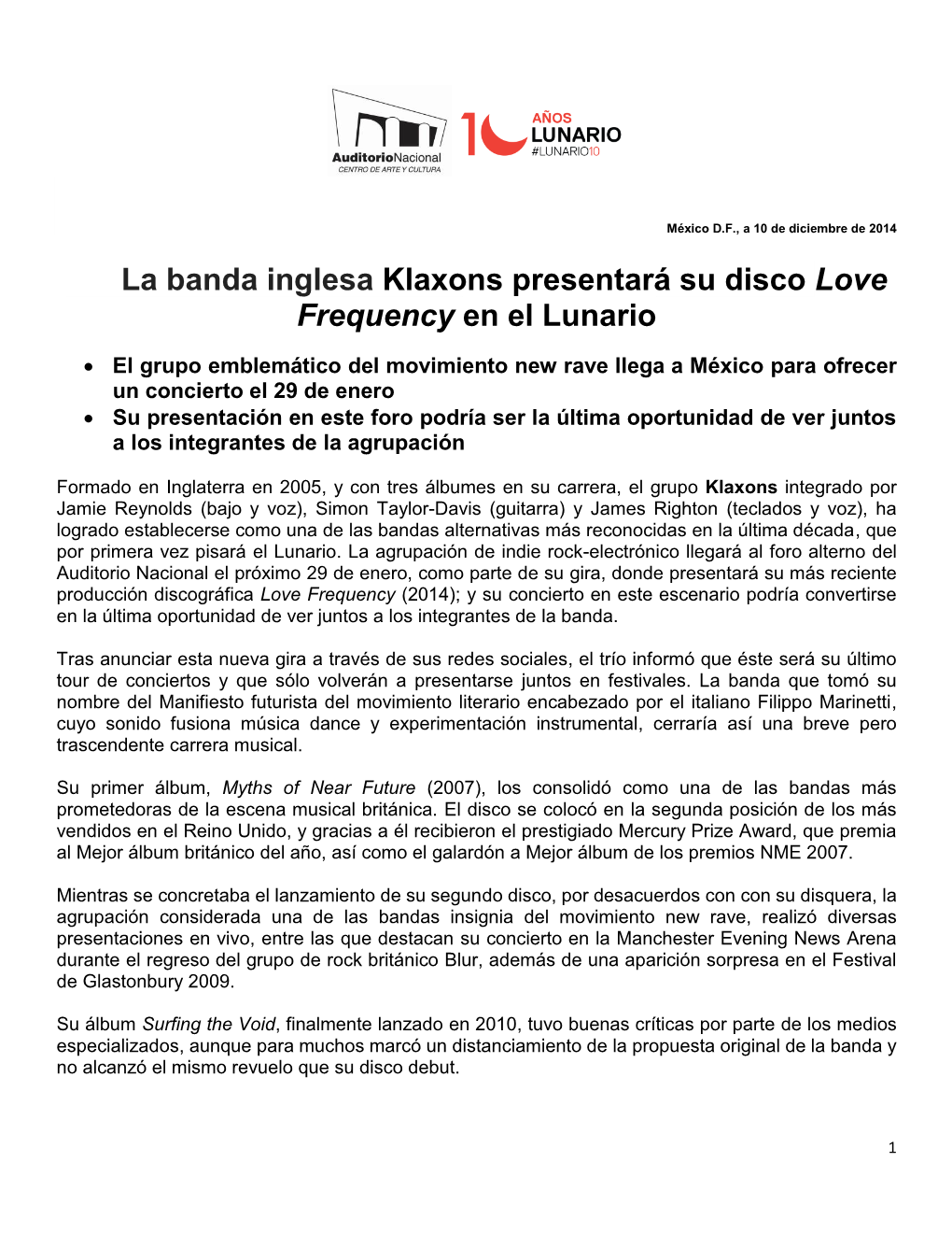 La Banda Inglesa Klaxons Presentará Su Disco Love Frequency En El Lunario