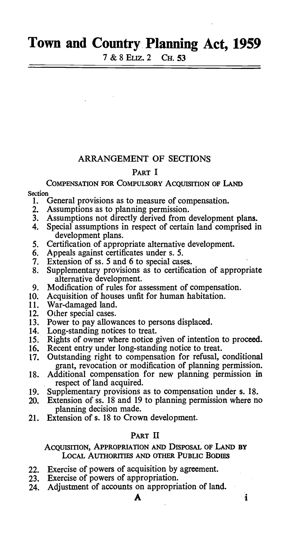 Town and Country Planning Act, 1959 7 & 8 ELIZ