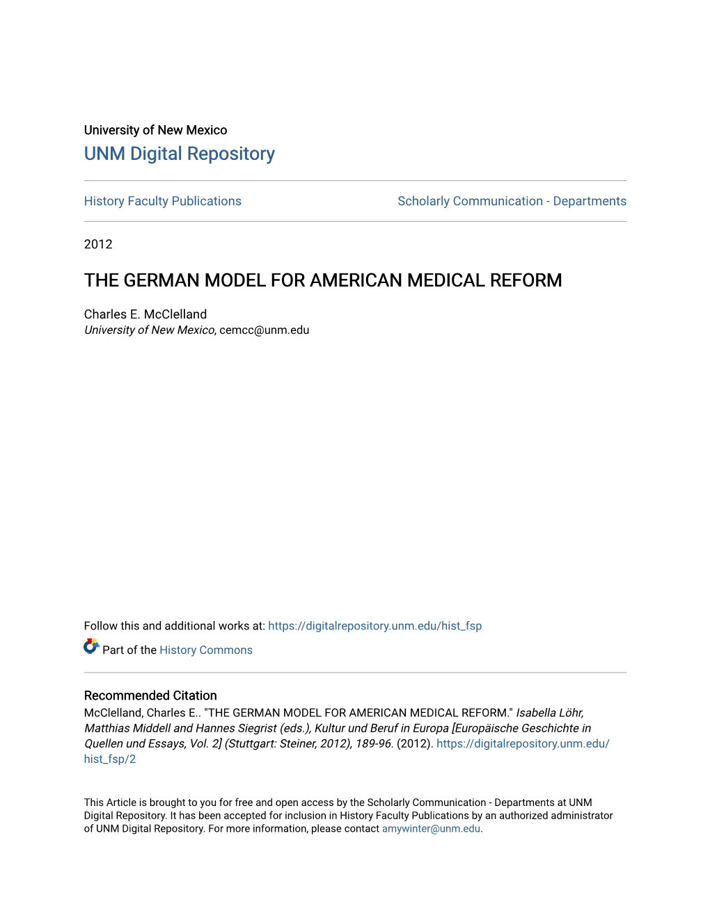 The German Model for American Medical Reform