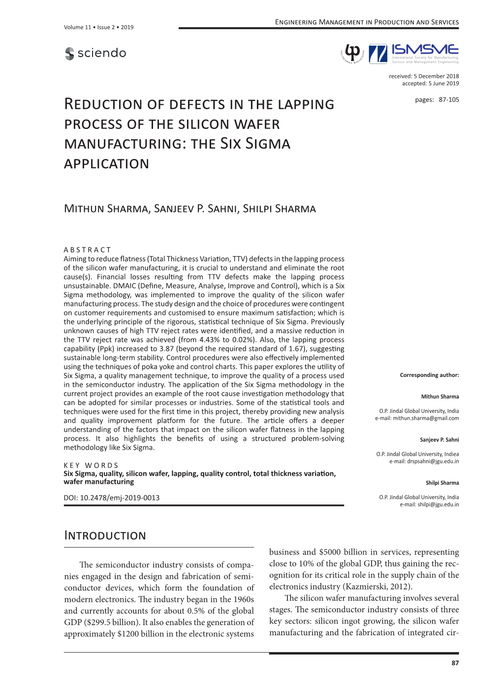 Reduction of Defects in the Lapping Process of the Silicon Wafer