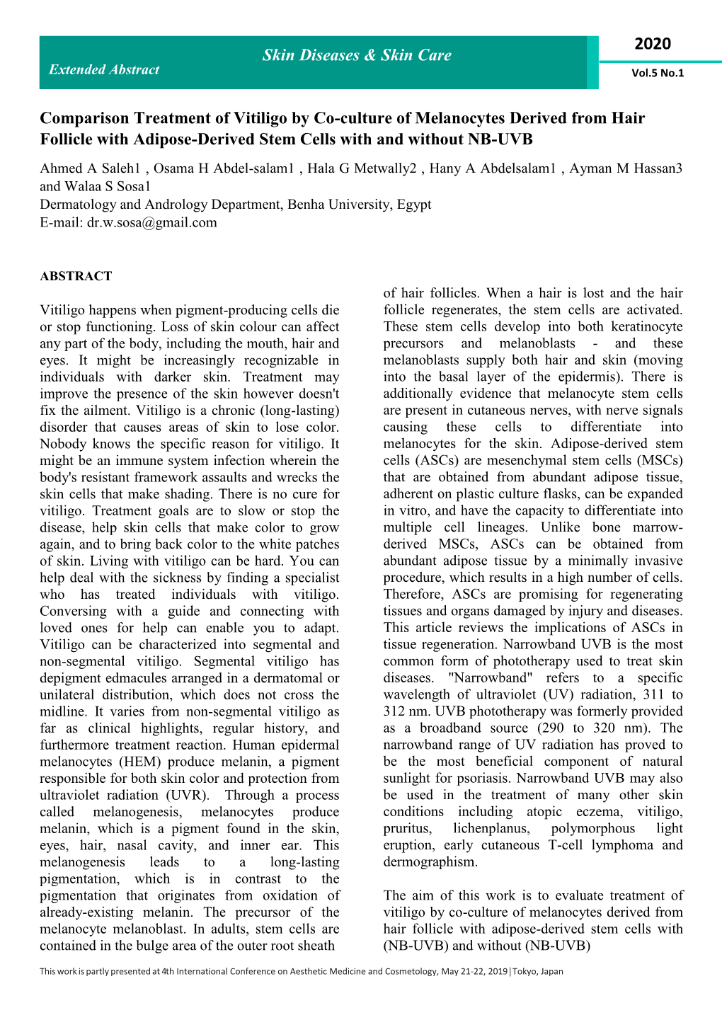 Comparison Treatment of Vitiligo by Co