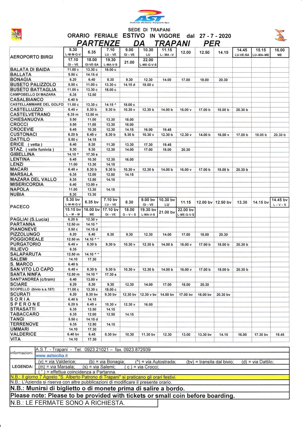 Partenze Da Trapani Per 5.30 7