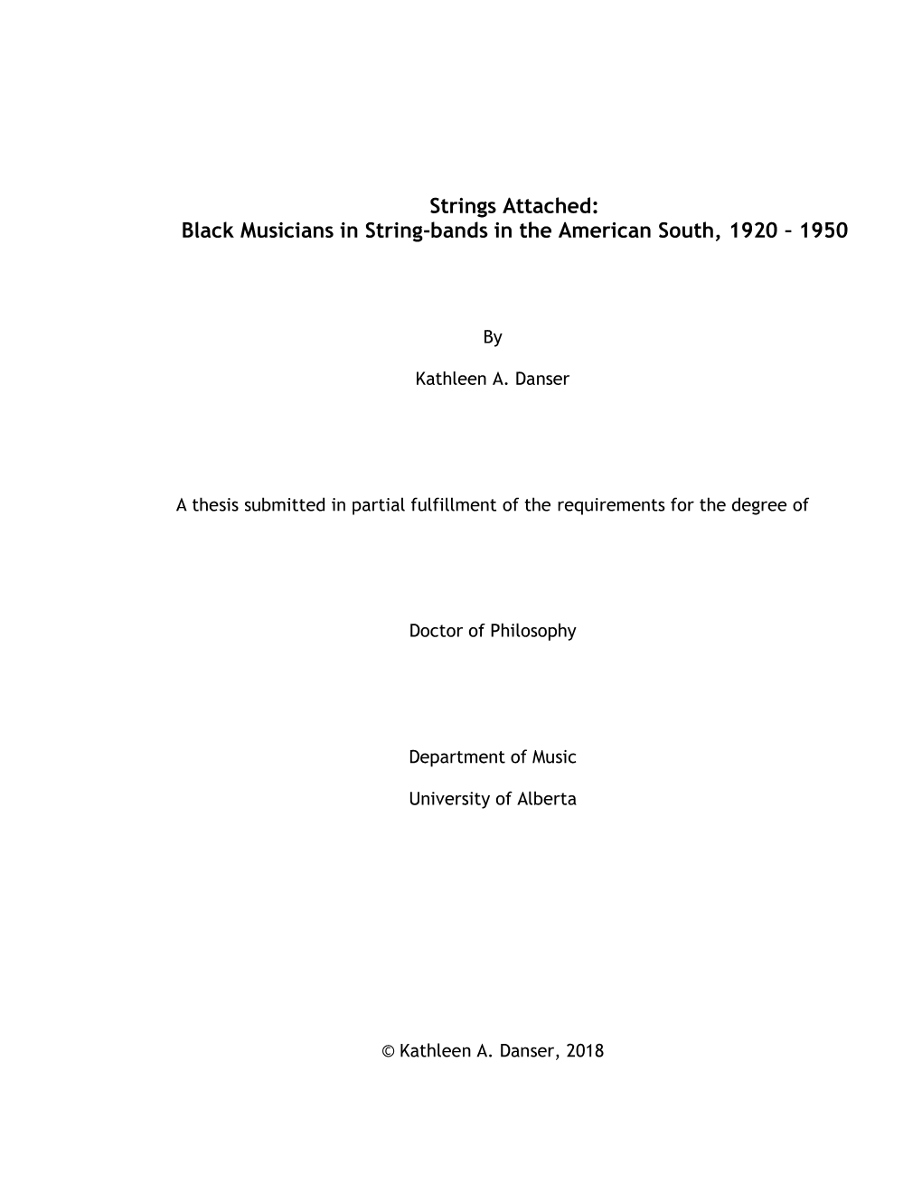 Black Musicians in String-Bands in the American South, 1920 – 1950