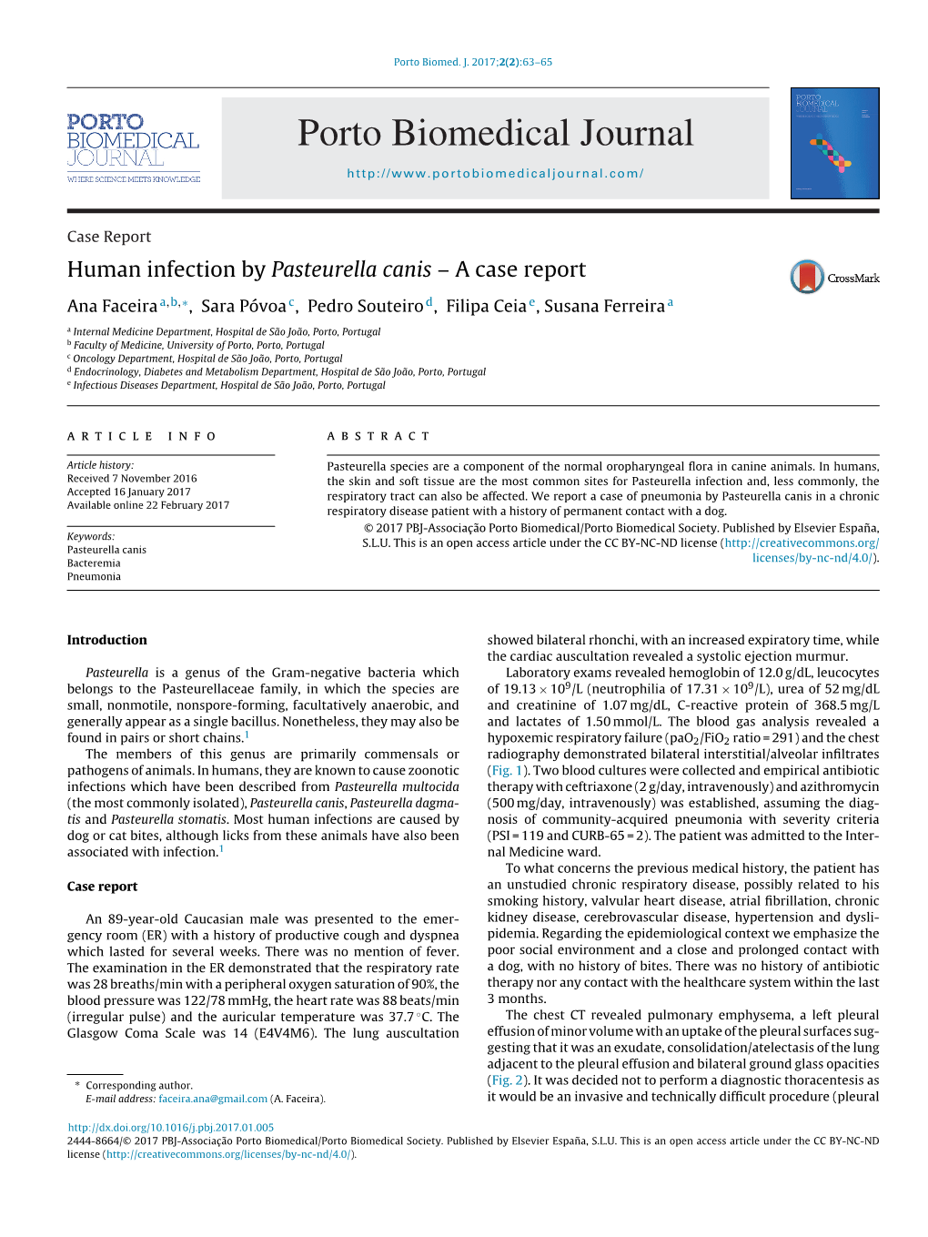 Human Infection by Pasteurella Canis – a Case Report