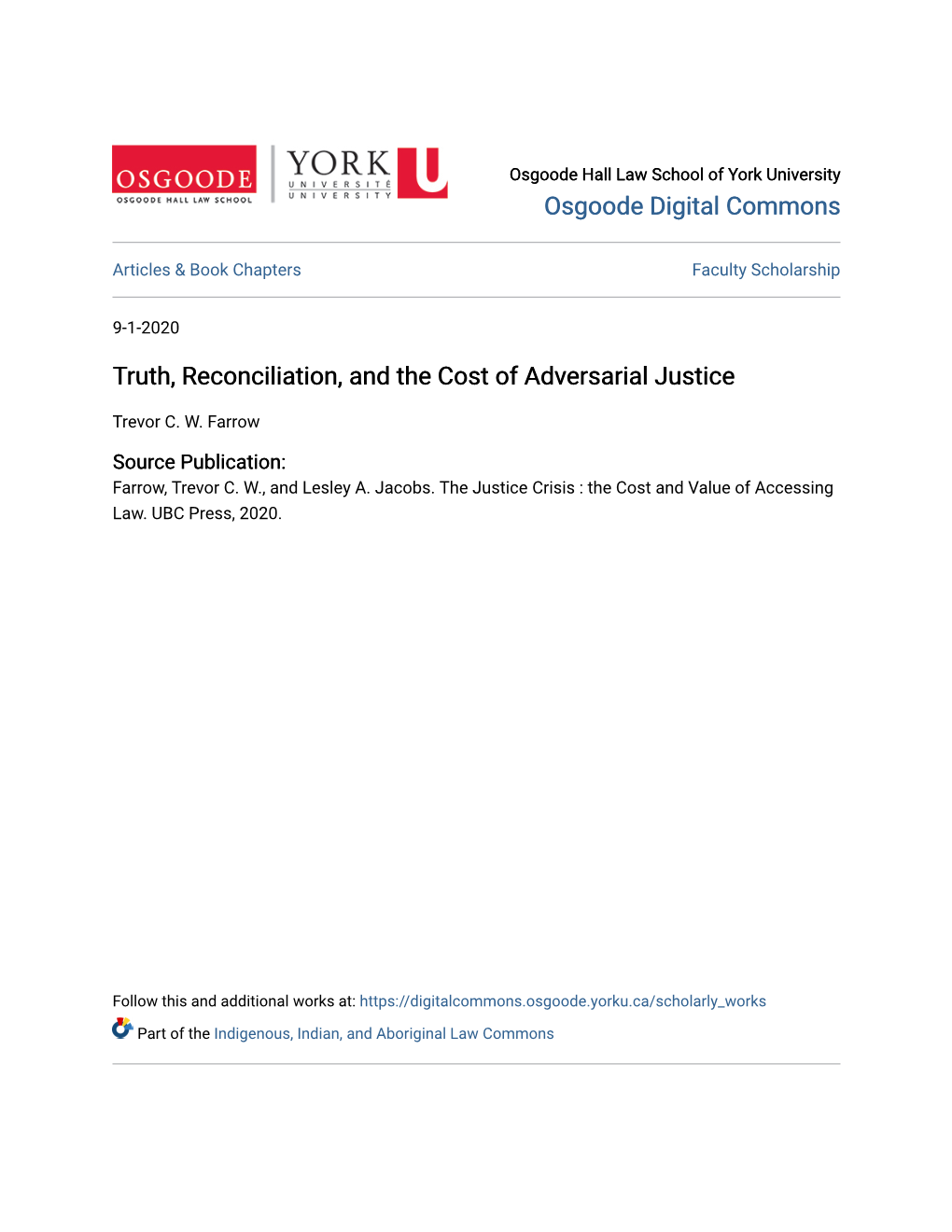 Truth, Reconciliation, and the Cost of Adversarial Justice