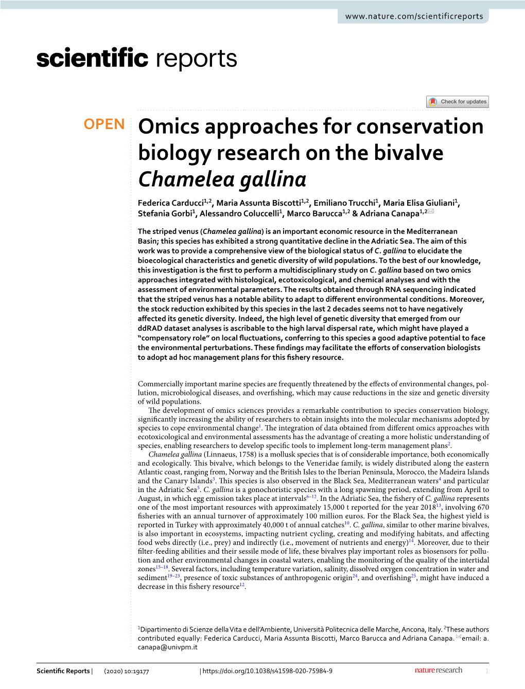 Omics Approaches for Conservation Biology Research on the Bivalve