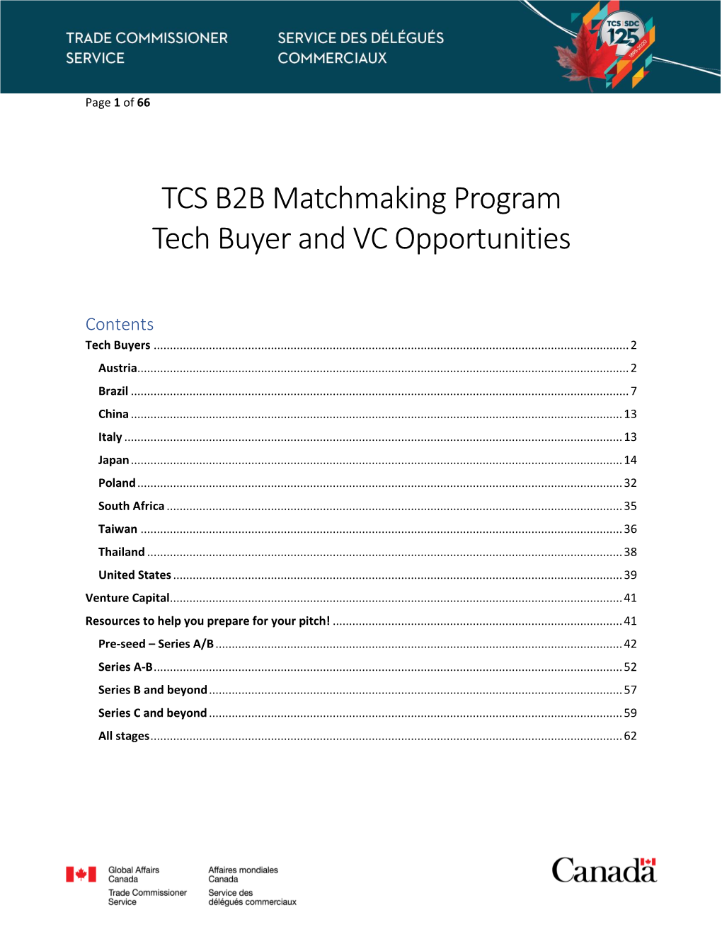 TCS B2B Matchmaking Program Tech Buyer and VC Opportunities