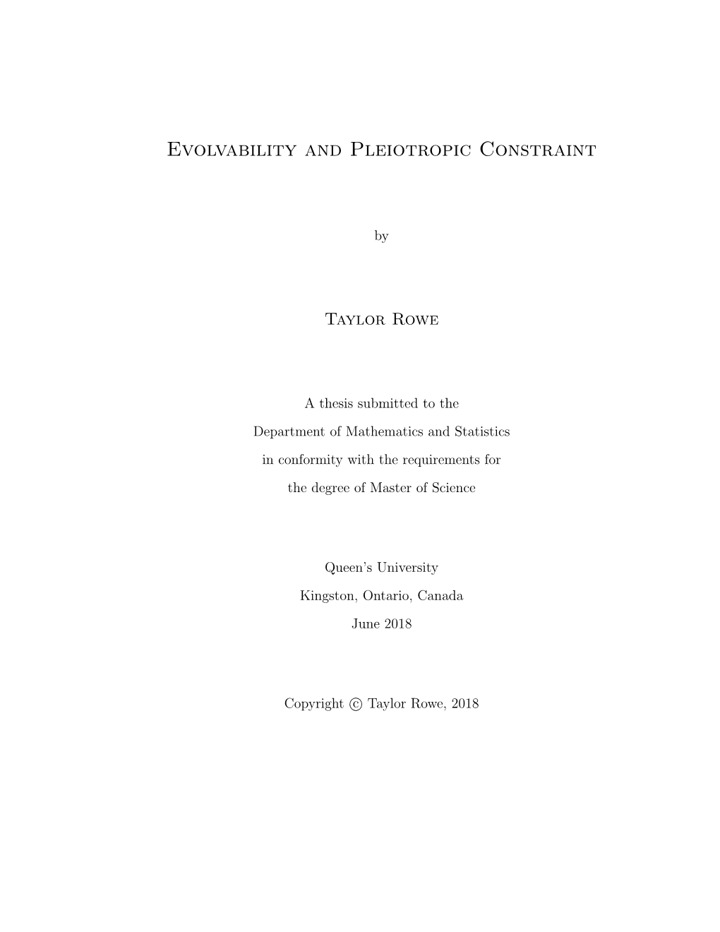 Evolvability and Pleiotropic Constraint