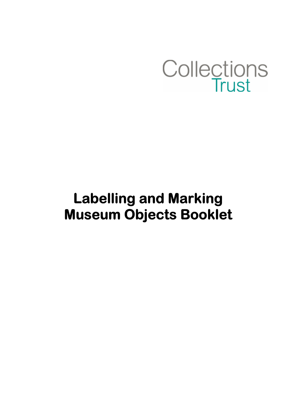 Labelling and Marking Museum Objects Booklet