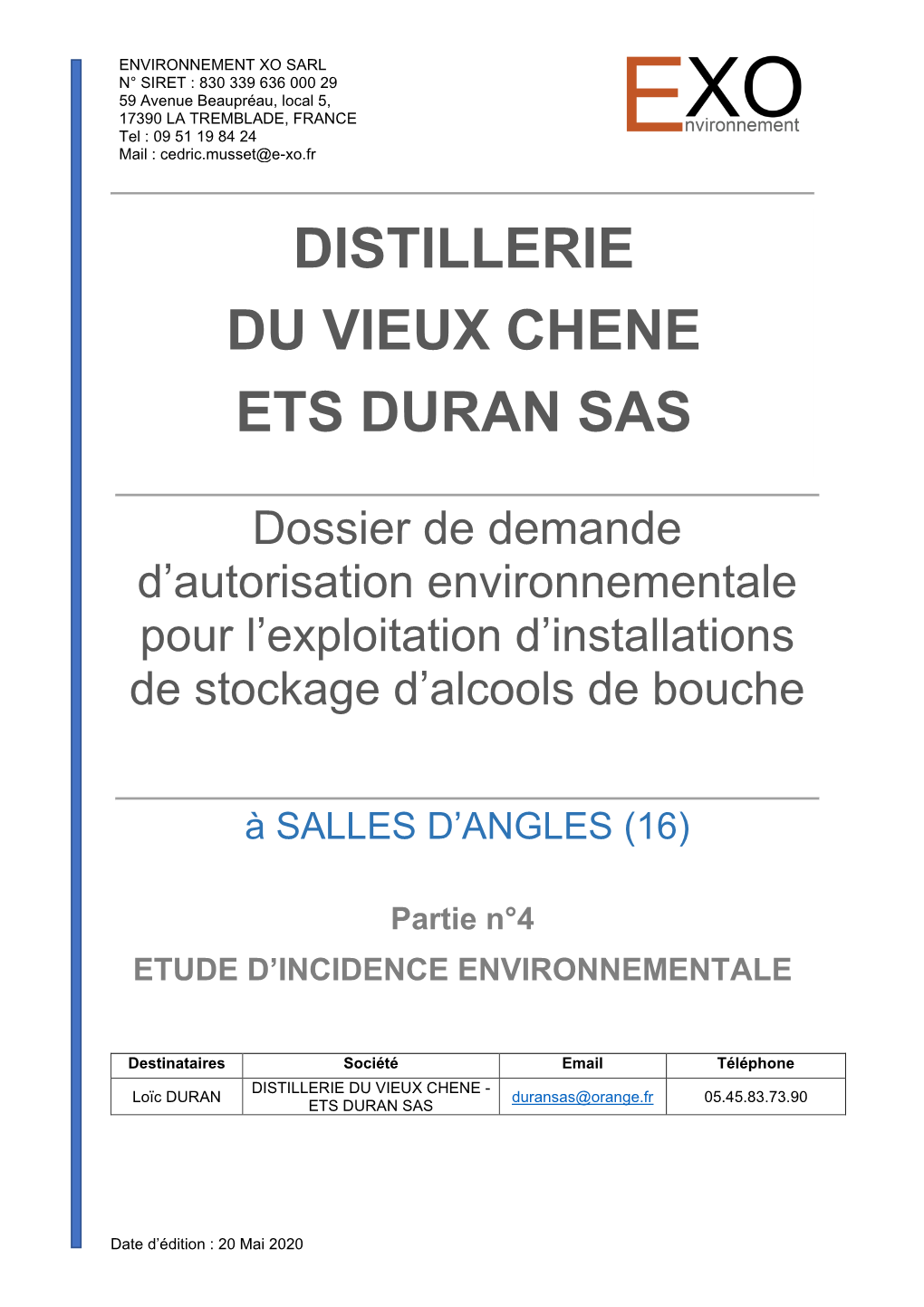 Distillerie Du Vieux Chene Ets Duran Sas