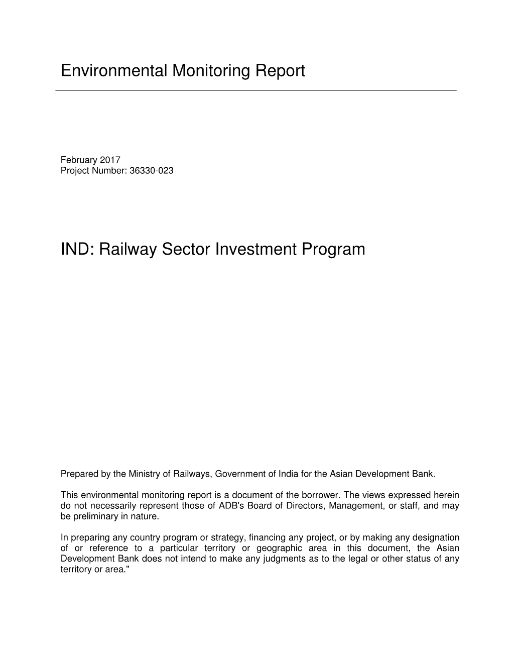 Railway Sector Investment Program