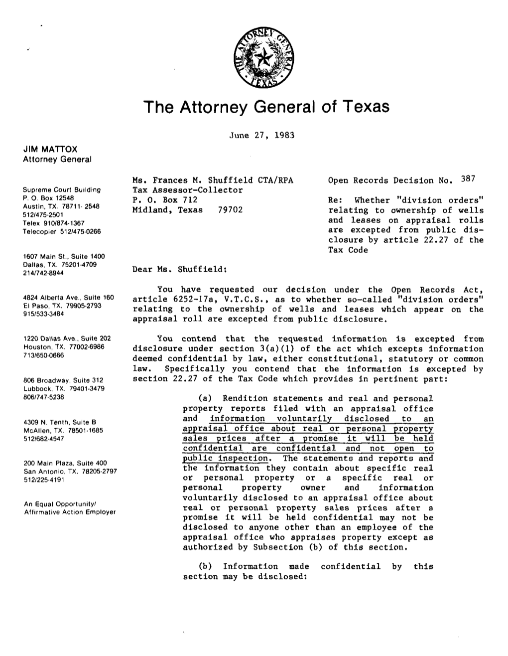 The Attorney General of Texas